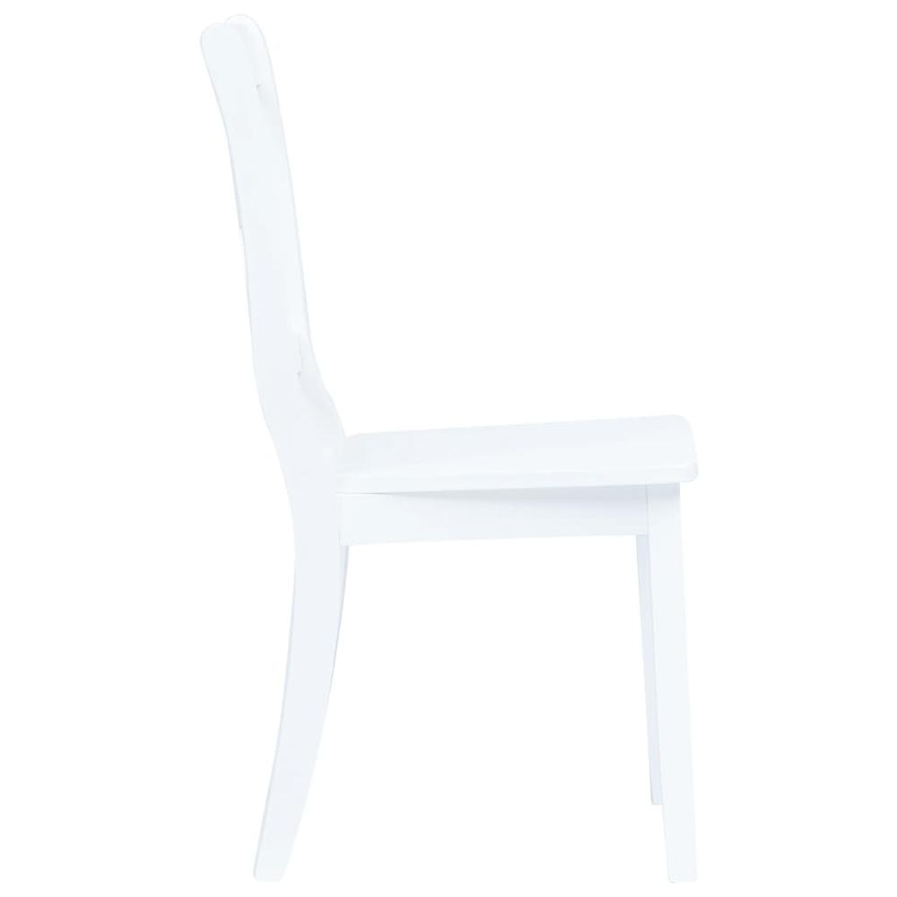 Dining Chairs 4 pcs White Solid Rubber Wood. Picture 3