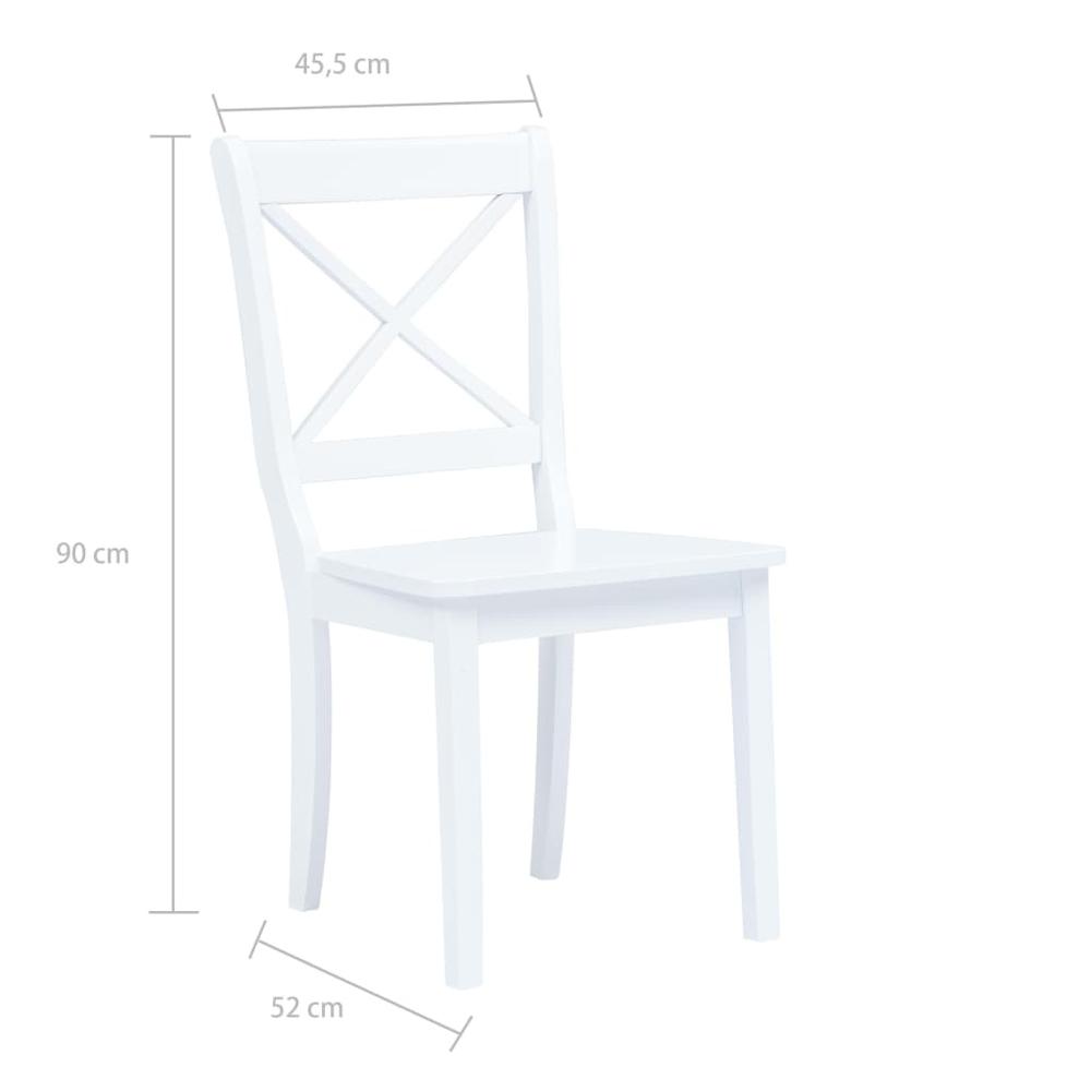 Dining Chairs 4 pcs White Solid Rubber Wood. Picture 6