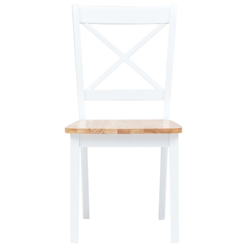 Dining Chairs 2 pcs White and Light Wood Solid Rubber Wood. Picture 2