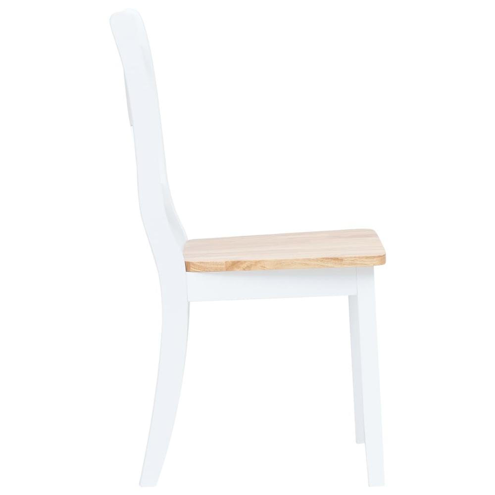 Dining Chairs 2 pcs White and Light Wood Solid Rubber Wood. Picture 3