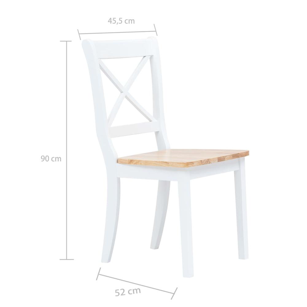 Dining Chairs 2 pcs White and Light Wood Solid Rubber Wood. Picture 6