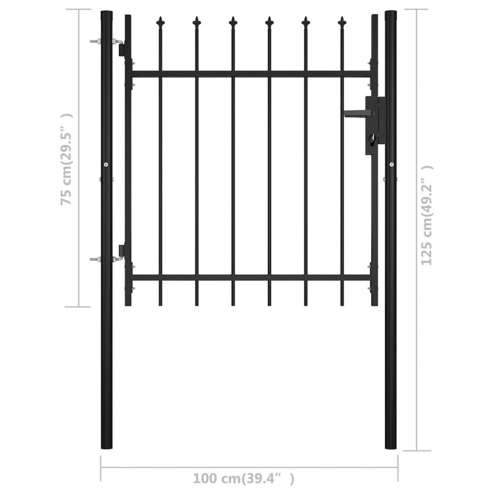 vidaXL Door Fence Gate with Spear Top 39.4"x29.5". Picture 5
