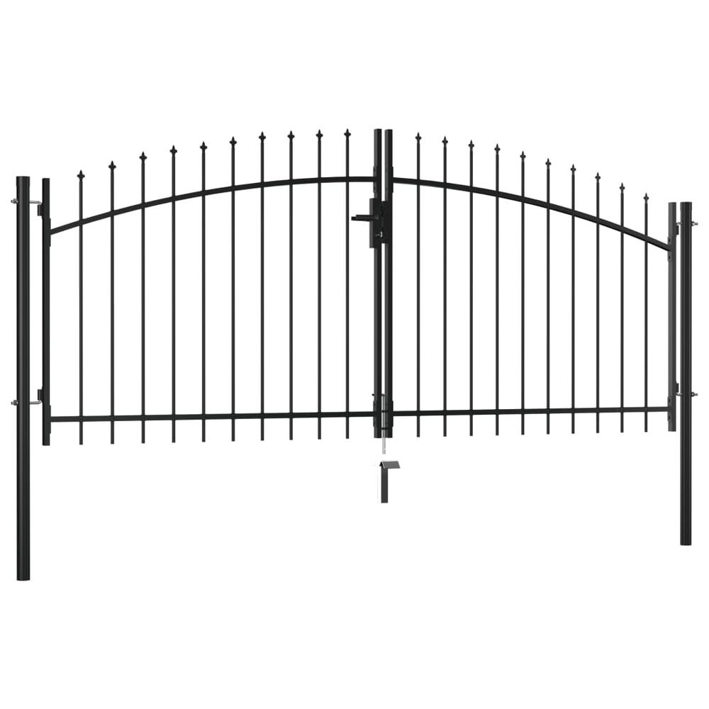 Double Door Fence Gate with Spear Top 118.1"x59.1". Picture 1