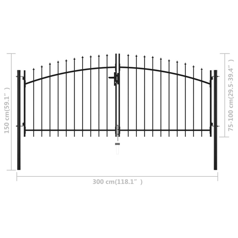 Double Door Fence Gate with Spear Top 118.1"x59.1". Picture 4