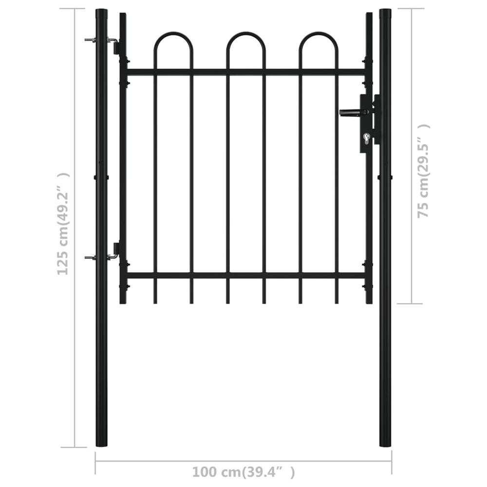 vidaXL Single Door Fence Gate with Hoop Top 39.4" x 29.5". Picture 5