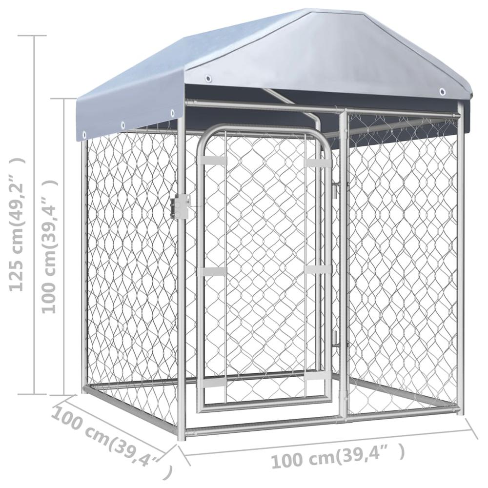 vidaXL Outdoor Dog Kennel with Roof 39.4"x39.4"x49.2", 144491. Picture 5
