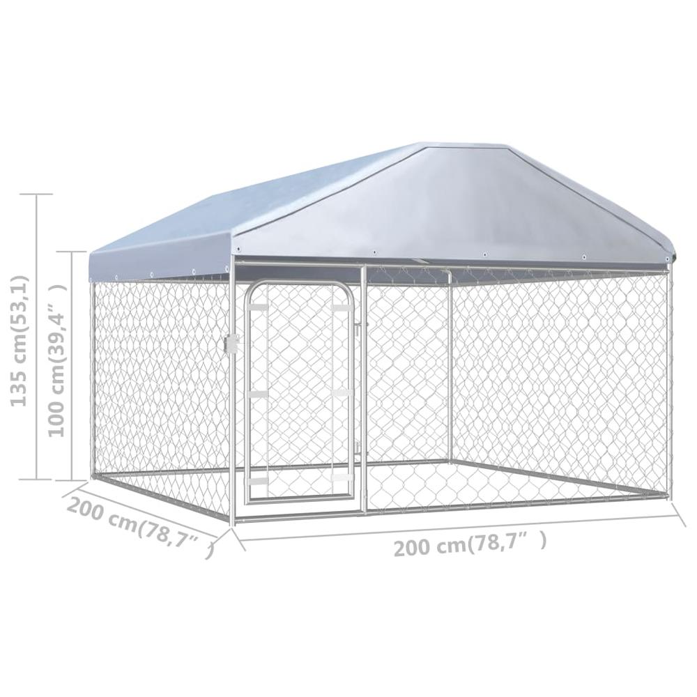 vidaXL Outdoor Dog Kennel with Roof 78.7"x78.7"x53.1", 144493. Picture 5