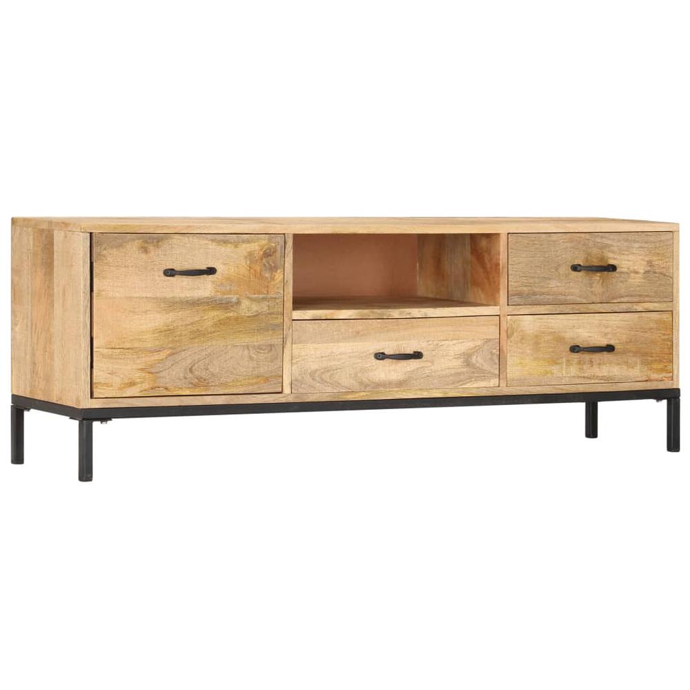 vidaXL TV Cabinet 51.1"x11.8"x17.7" Solid Mango Wood, 247943. Picture 1