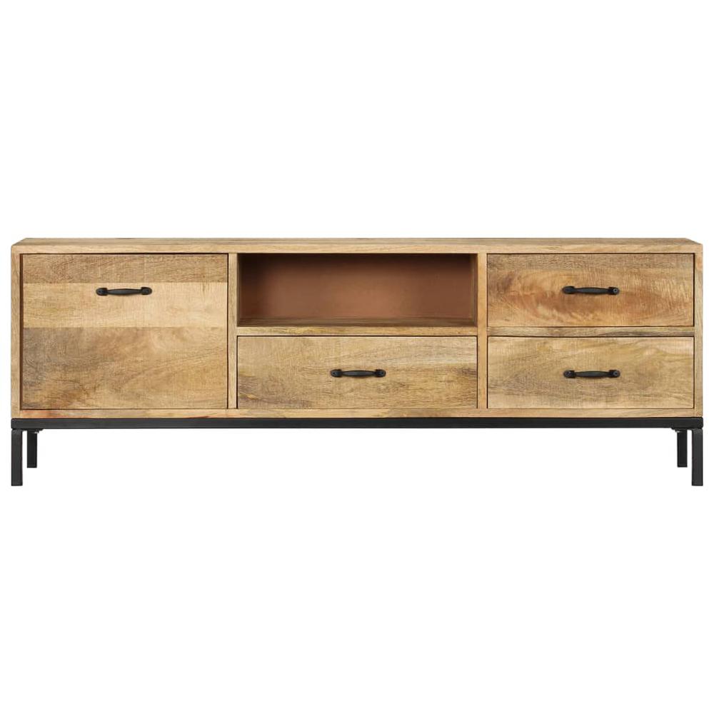 vidaXL TV Cabinet 51.1"x11.8"x17.7" Solid Mango Wood, 247943. Picture 4
