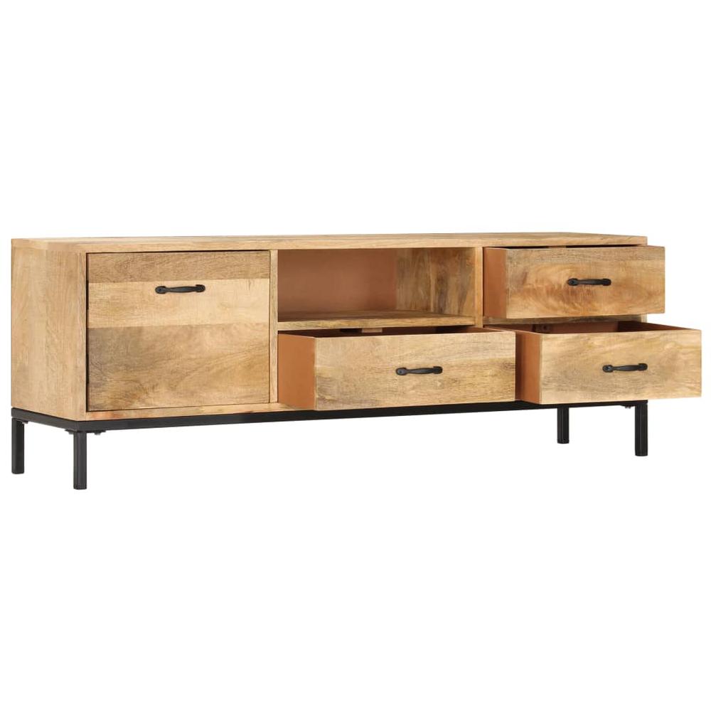 vidaXL TV Cabinet 51.1"x11.8"x17.7" Solid Mango Wood, 247943. Picture 6
