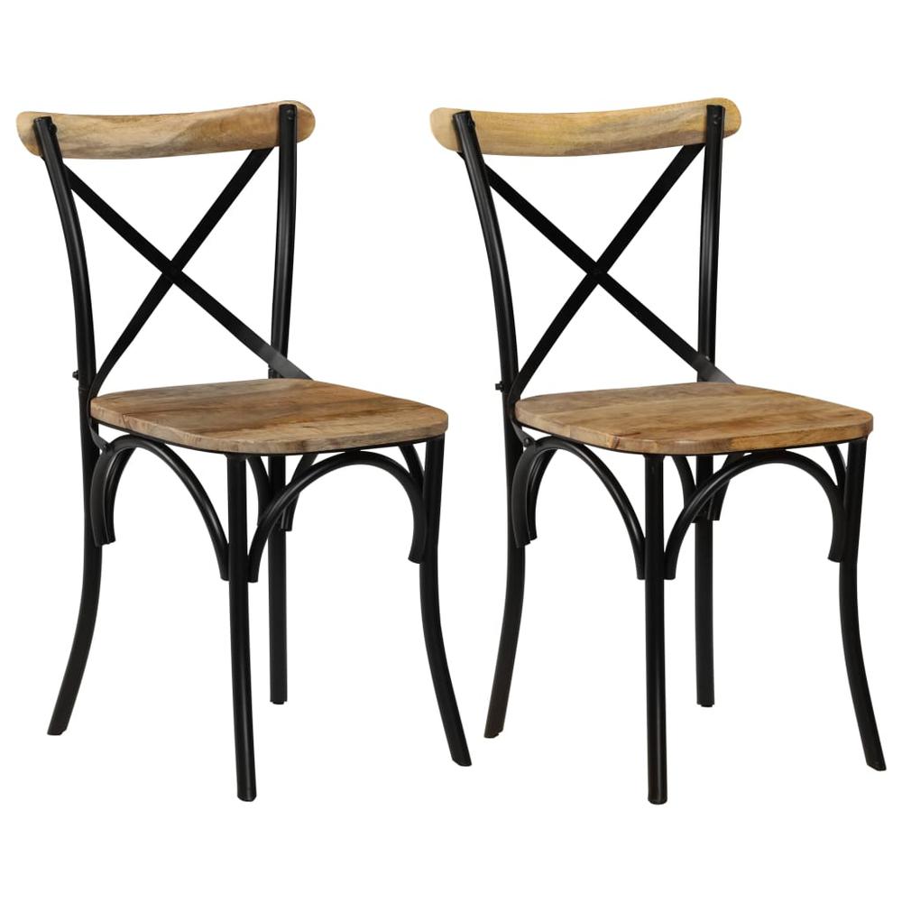 vidaXL Cross Chairs 2 pcs Black Solid Mango Wood, 247316. Picture 1