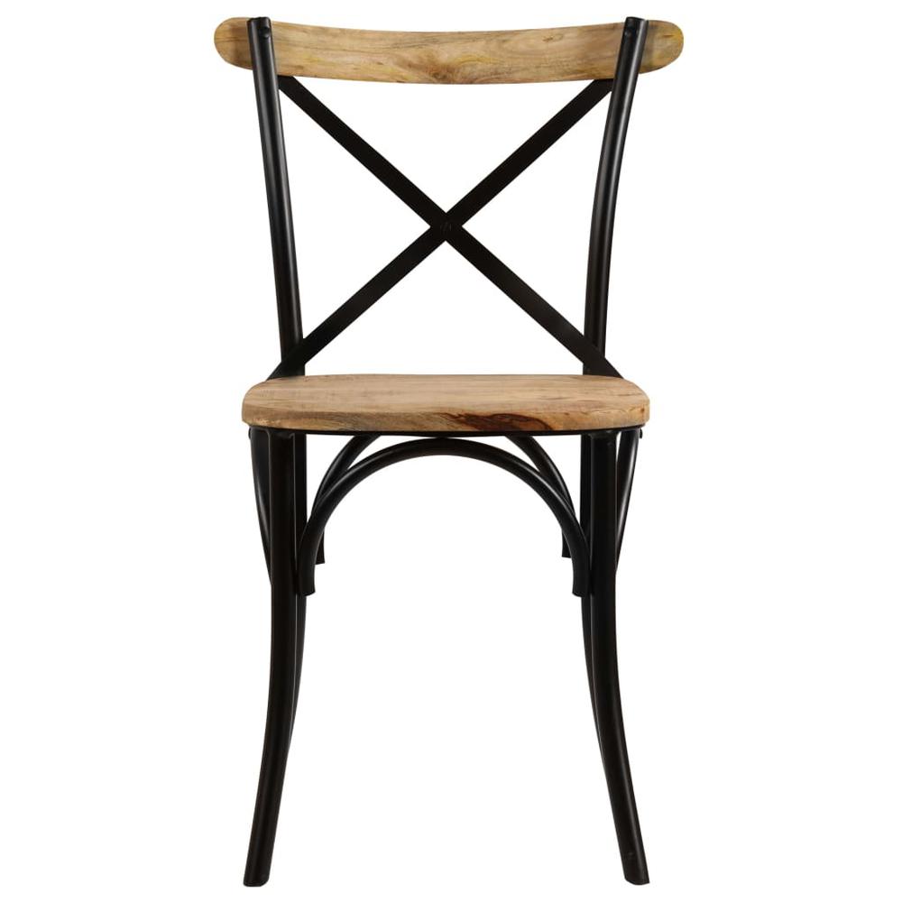 vidaXL Cross Chairs 2 pcs Black Solid Mango Wood, 247316. Picture 4