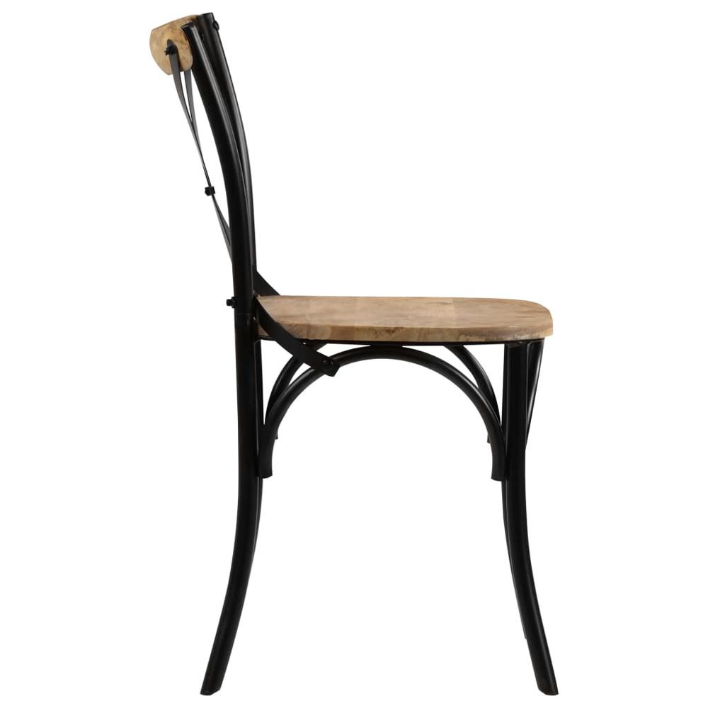 vidaXL Cross Chairs 2 pcs Black Solid Mango Wood, 247316. Picture 5