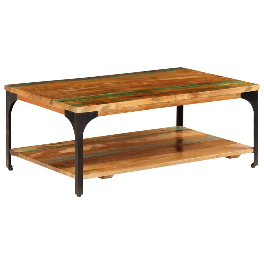 vidaXL Coffee Table with Shelf 39.4"x23.6"x13.8" Solid Reclaimed Wood, 247324. Picture 1