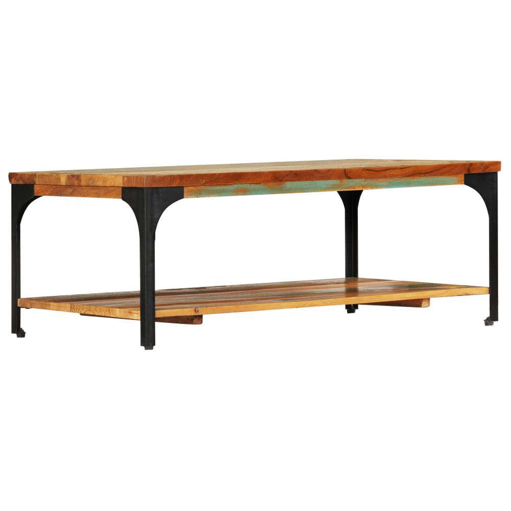 vidaXL Coffee Table with Shelf 39.4"x23.6"x13.8" Solid Reclaimed Wood, 247324. Picture 4