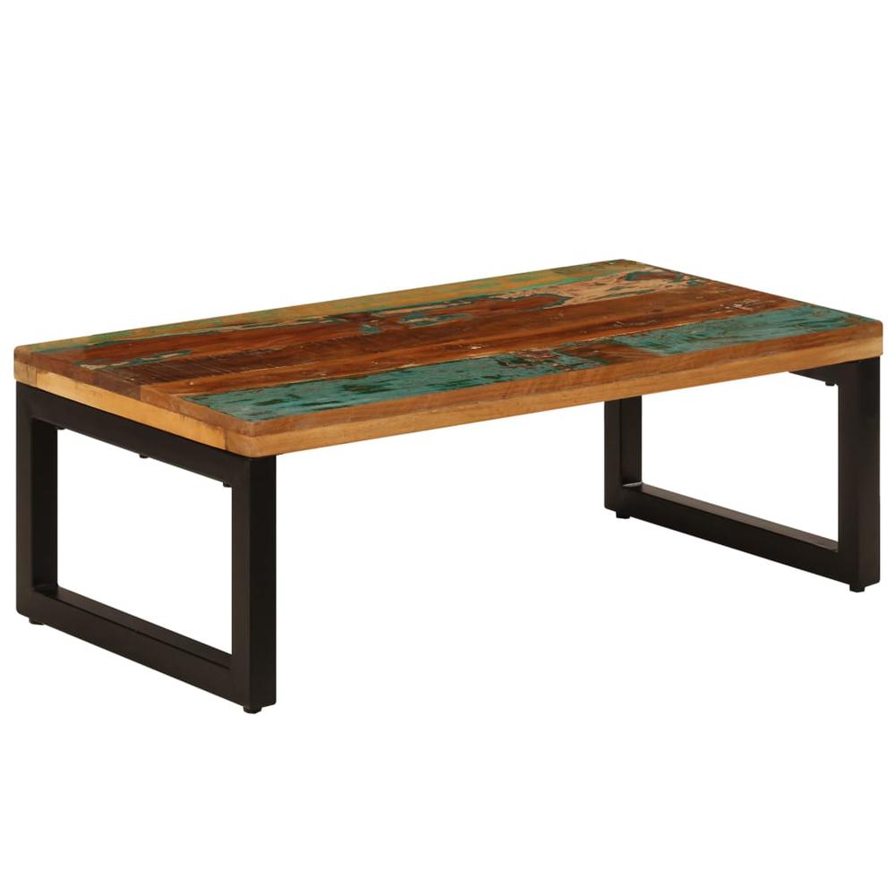 vidaXL Coffee Table 39.4"x19.7"x13.8" Solid Reclaimed Wood and Steel, 247338. Picture 1