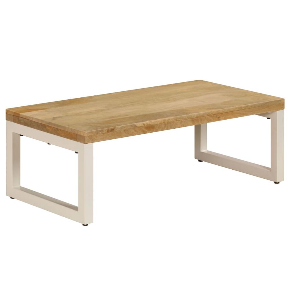 vidaXL Coffee Table 43.3"x19.7"x13.8" Solid Mango Wood and Steel, 247339. Picture 1
