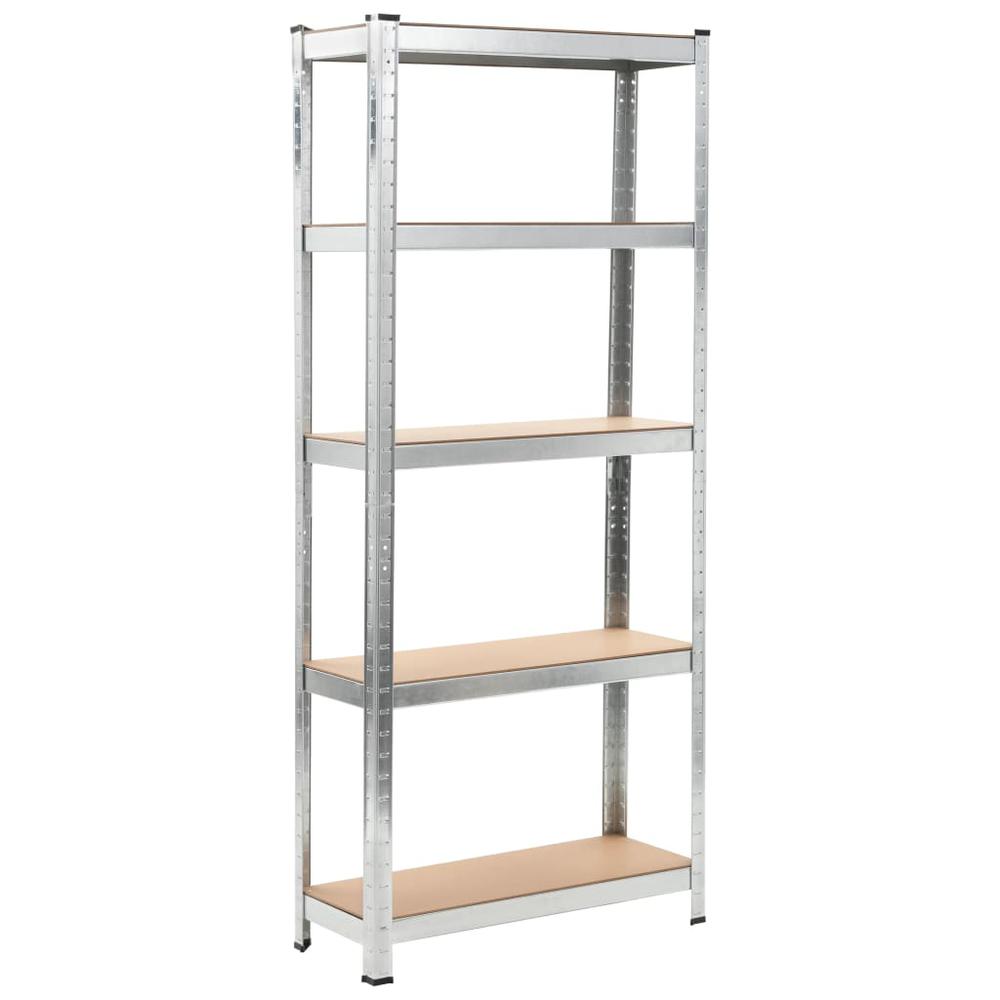 vidaXL Storage Shelves 3 pcs Silver 29.5"x11.8"x67.7" Steel and MDF, 144272. Picture 2