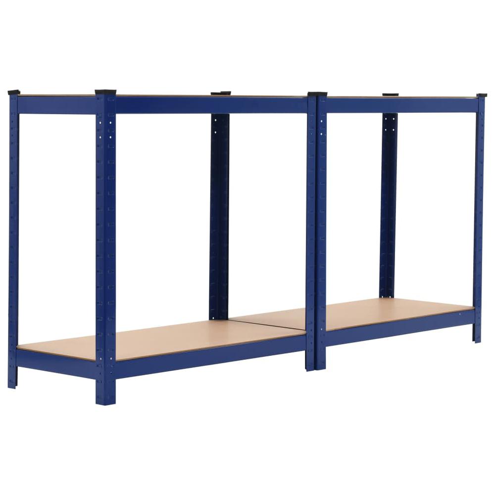Storage Shelves 2 pcs Blue 31.5"x15.7"x63" Steel and MDF. Picture 4