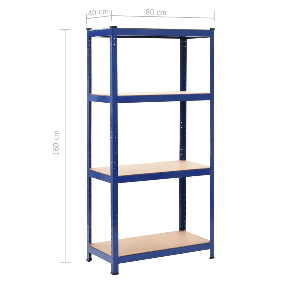 Storage Shelves 2 pcs Blue 31.5"x15.7"x63" Steel and MDF. Picture 9