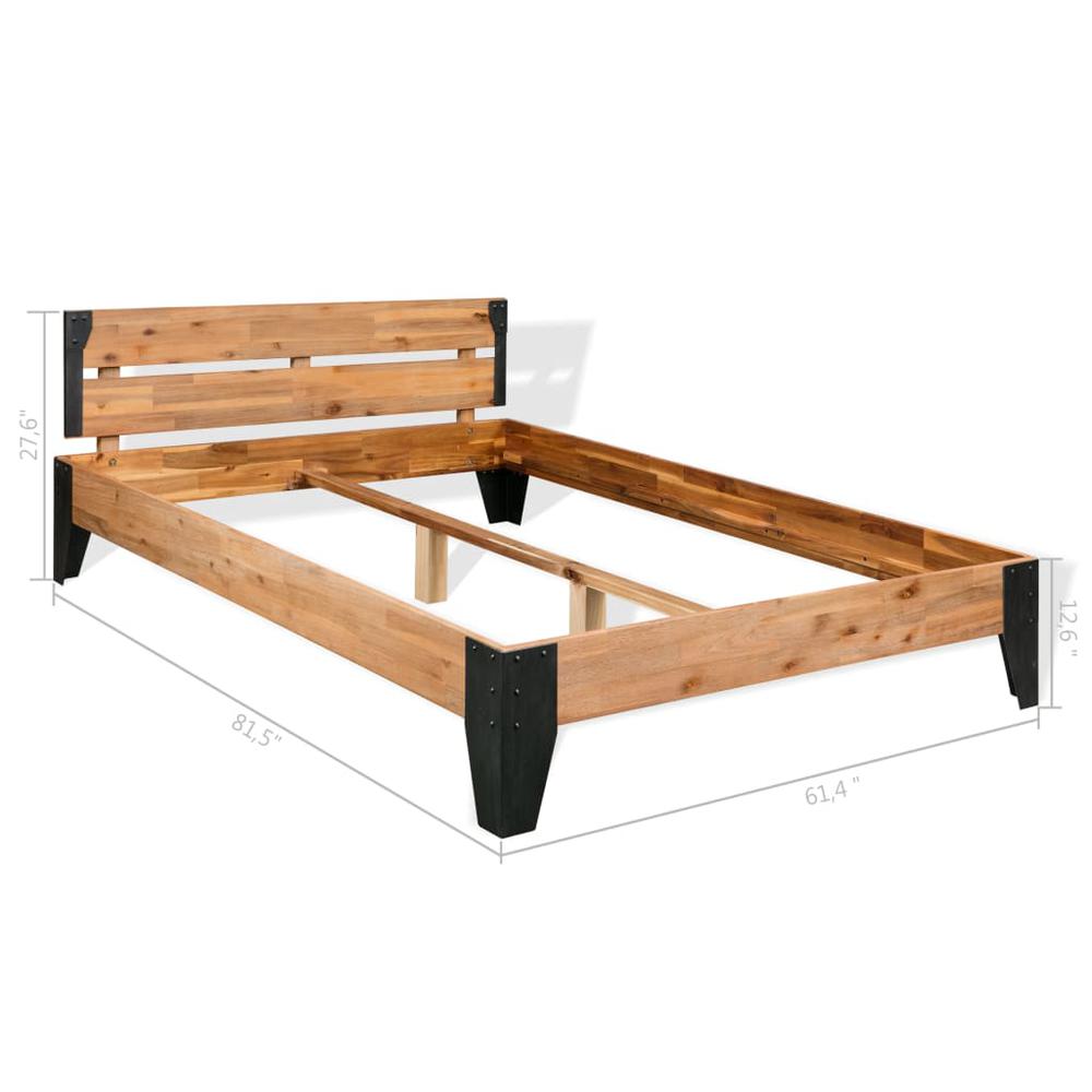 vidaXL Bed Frame Solid Acacia Wood Steel 59.8"x79.9", 281453. Picture 6