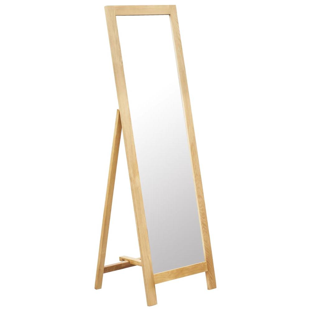 vidaXL Freestanding Mirror 18.8"x18.3"x59" Solid Oak Wood, 247454. Picture 1