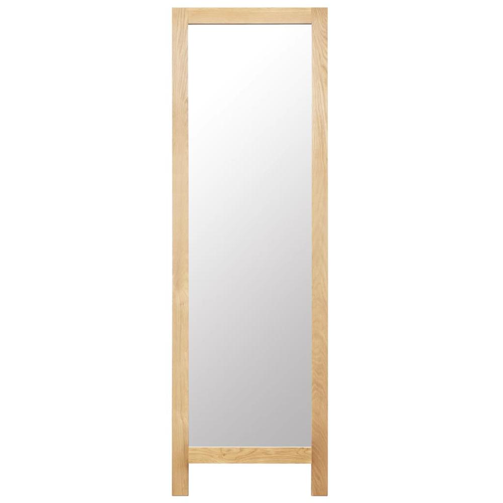 vidaXL Freestanding Mirror 18.8"x18.3"x59" Solid Oak Wood, 247454. Picture 2