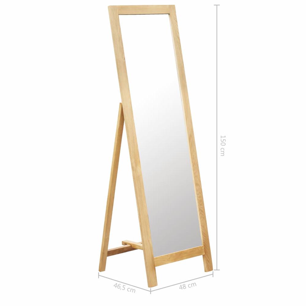 vidaXL Freestanding Mirror 18.8"x18.3"x59" Solid Oak Wood, 247454. Picture 6