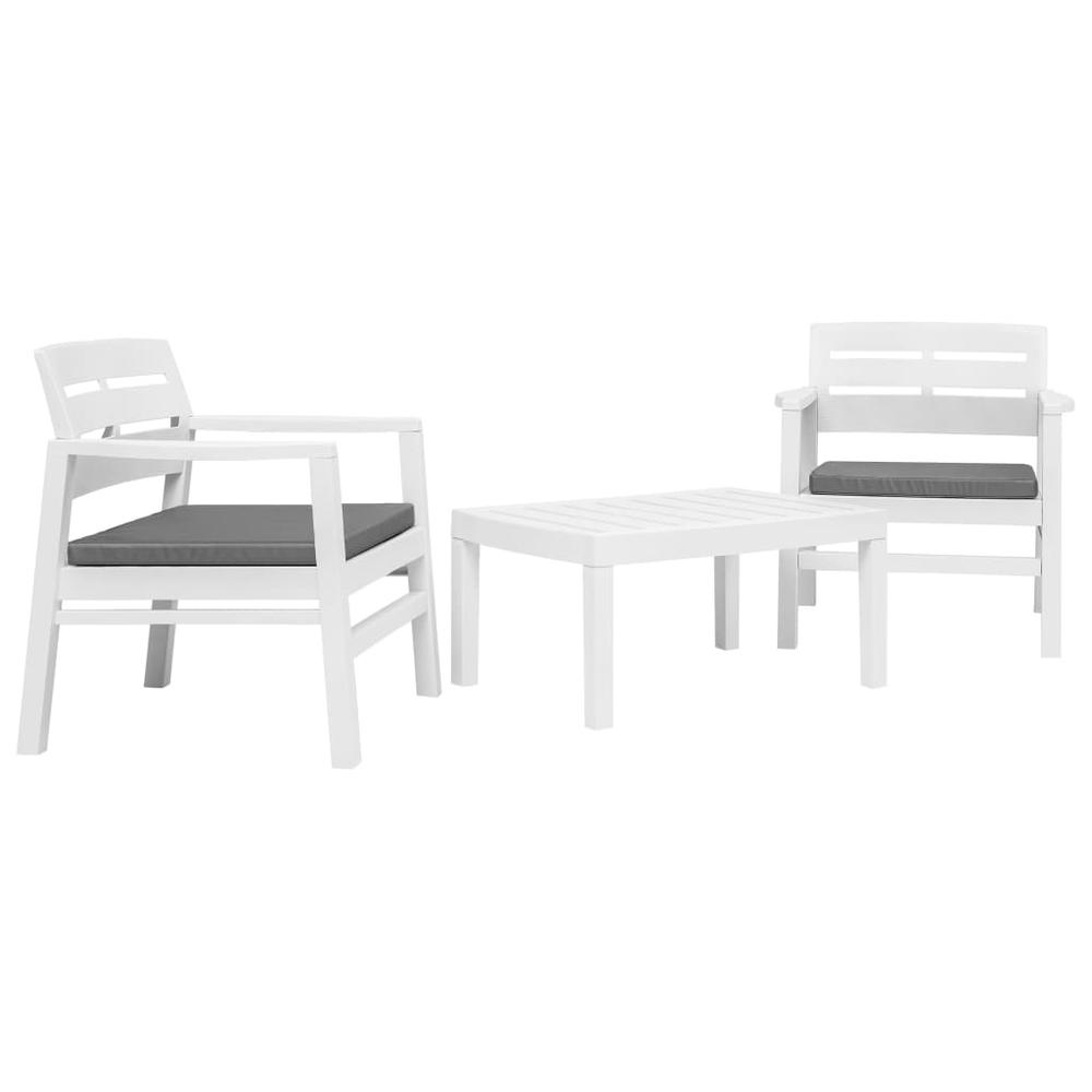 vidaXL 3 Piece Garden Lounge Set Plastic White, 45620. Picture 1