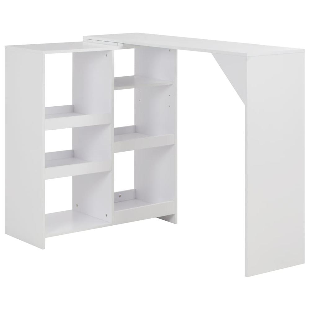 vidaXL Bar Table with Moveable Shelf White 54.33"x15.75"x47.24", 280222. Picture 1