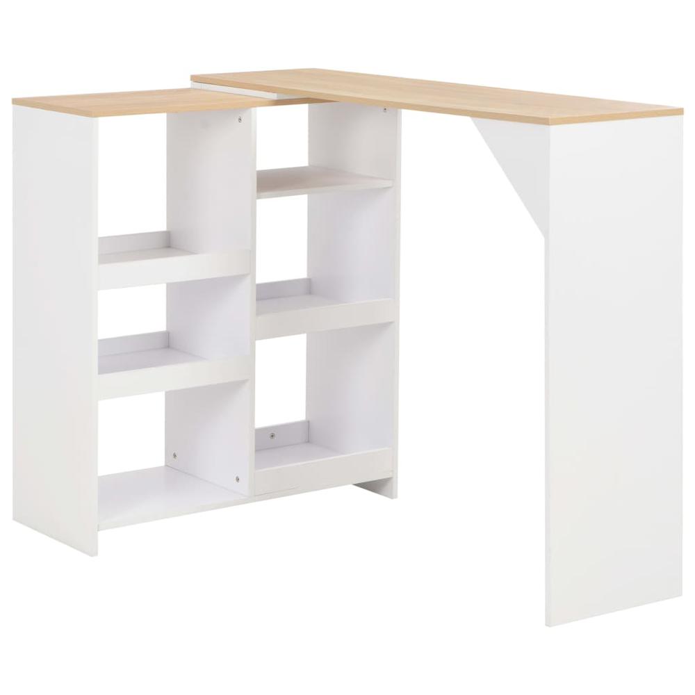 vidaXL Bar Table with Moveable Shelf White 54.33"x15.75"x47.24", 280225. Picture 1
