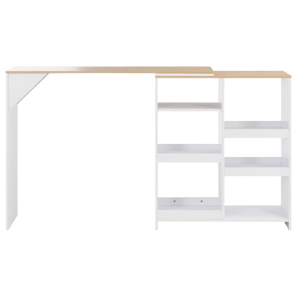 vidaXL Bar Table with Moveable Shelf White 54.33"x15.75"x47.24", 280225. Picture 4