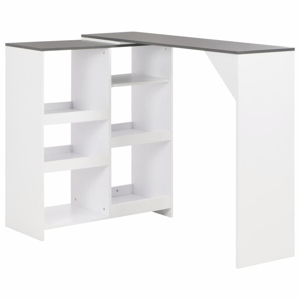 vidaXL Bar Table with Moveable Shelf White 54.33"x15.75"x47.24", 280226. Picture 1