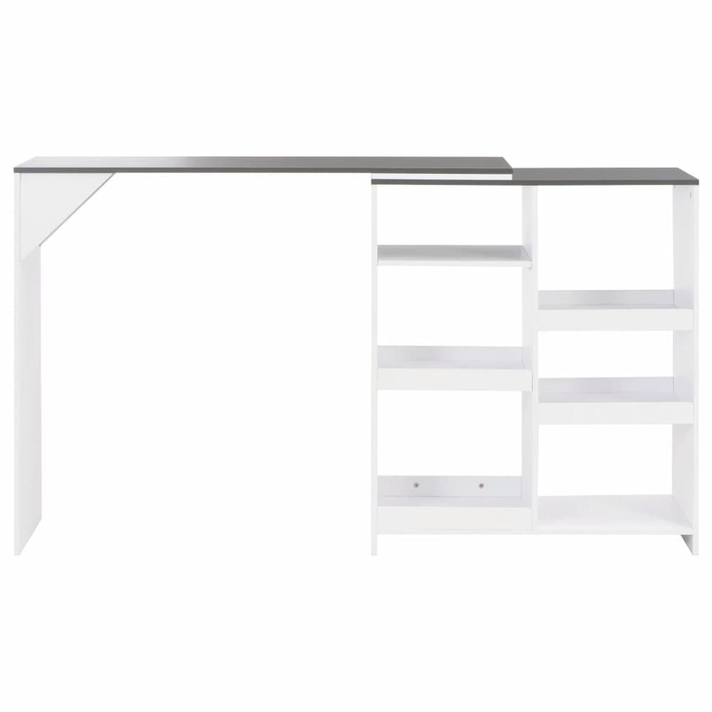 vidaXL Bar Table with Moveable Shelf White 54.33"x15.75"x47.24", 280226. Picture 4