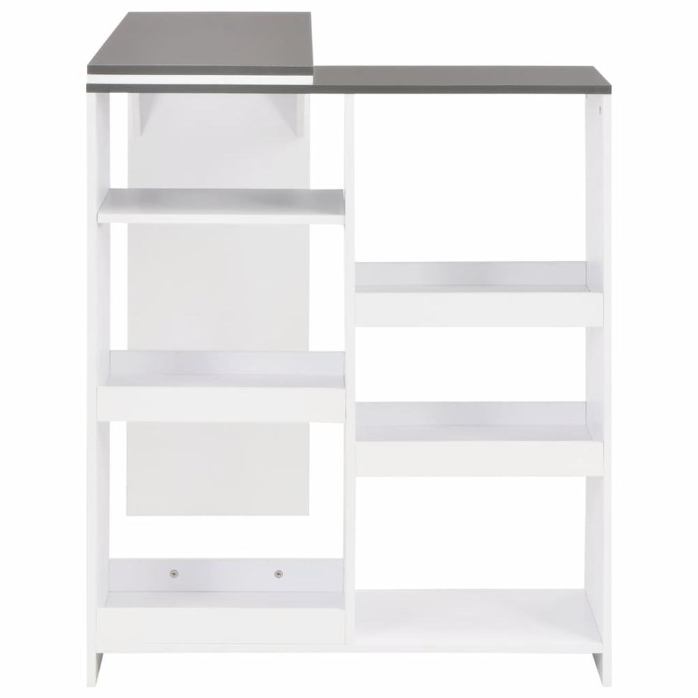 vidaXL Bar Table with Moveable Shelf White 54.33"x15.75"x47.24", 280226. Picture 5