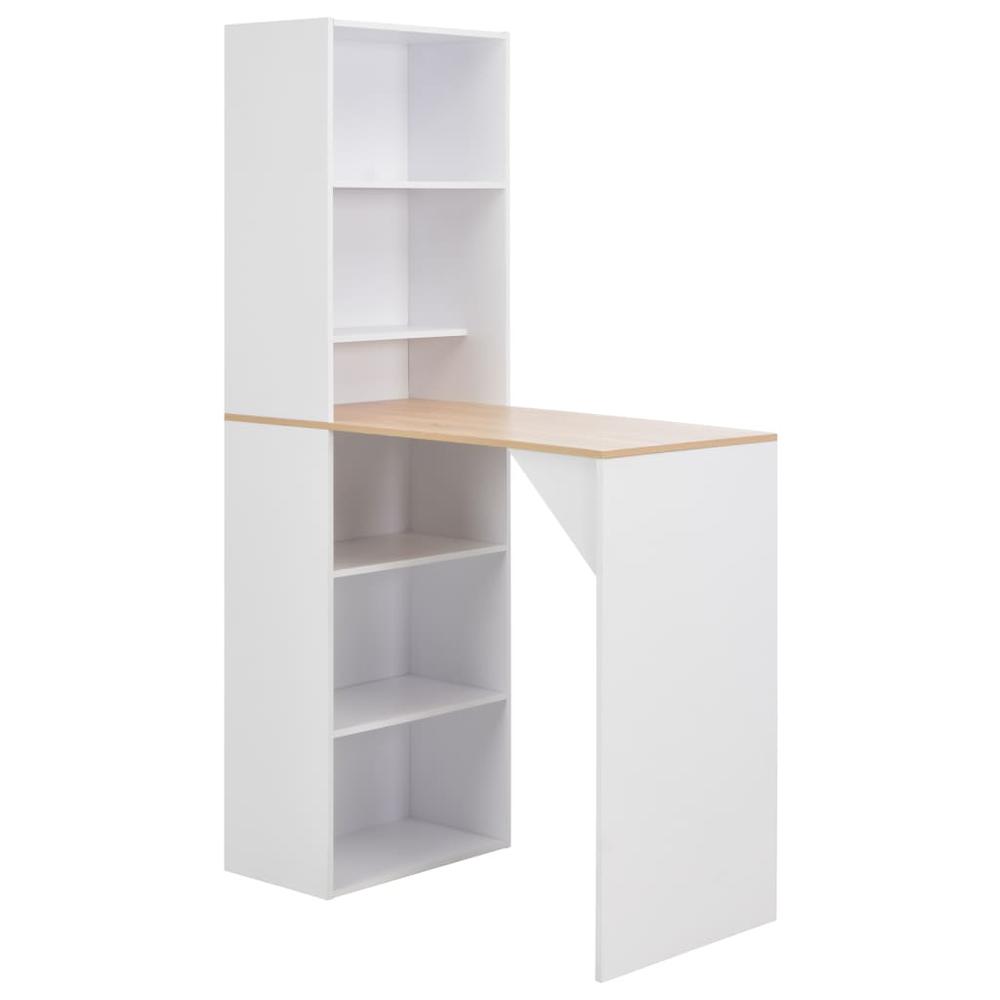vidaXL Bar Table with Cabinet White 45.28"x23.23"x78.74", 280230. Picture 1