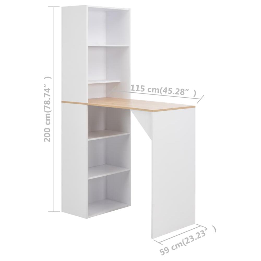 vidaXL Bar Table with Cabinet White 45.28"x23.23"x78.74", 280230. Picture 6