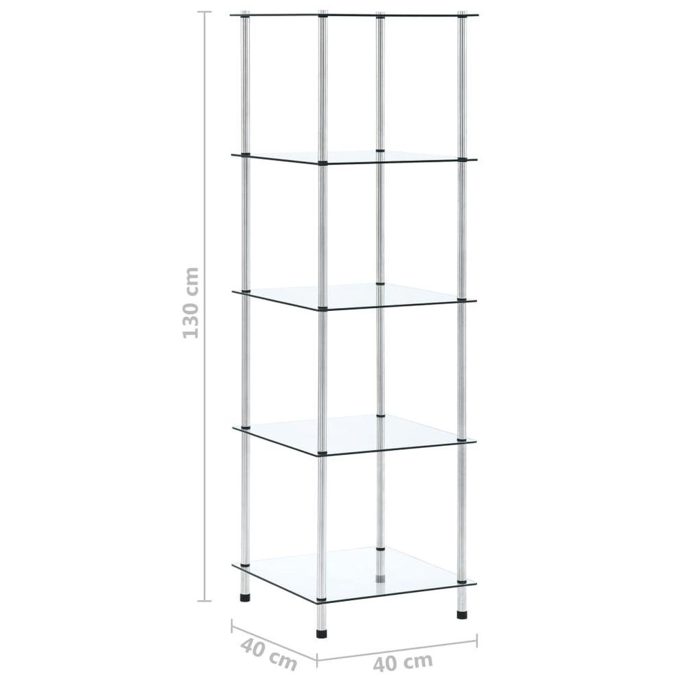5-Tier Shelf Transparent 15.7"x15.7"x51.2" Tempered Glass. Picture 4