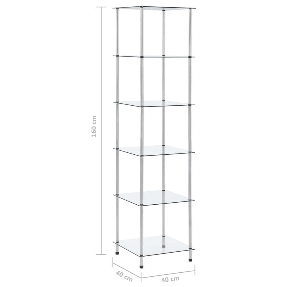 6-Tier Shelf Transparent 15.7"x15.7"x63" Tempered Glass. Picture 5