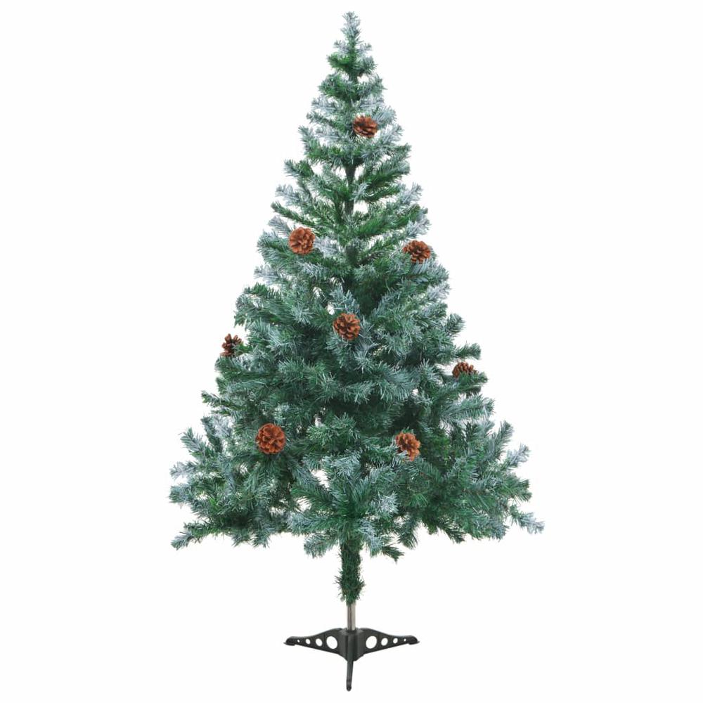 vidaXL Frosted Christmas Tree with Pinecones 59.1", 60177. Picture 1