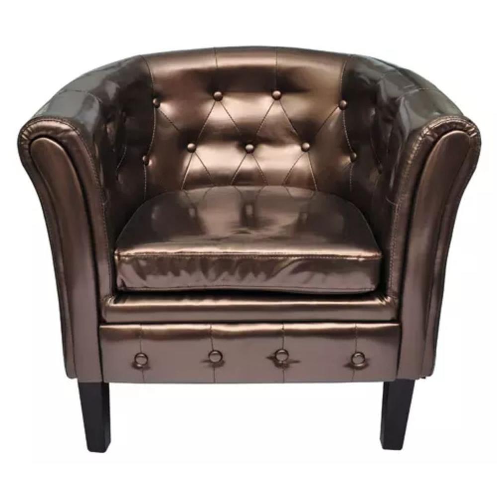 vidaXL Tub Chair Brown Faux Leather, 60706. Picture 1