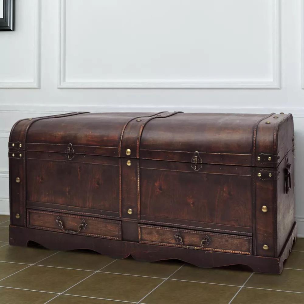 vidaXL Wooden Treasure Chest Large Brown, 60797. Picture 1