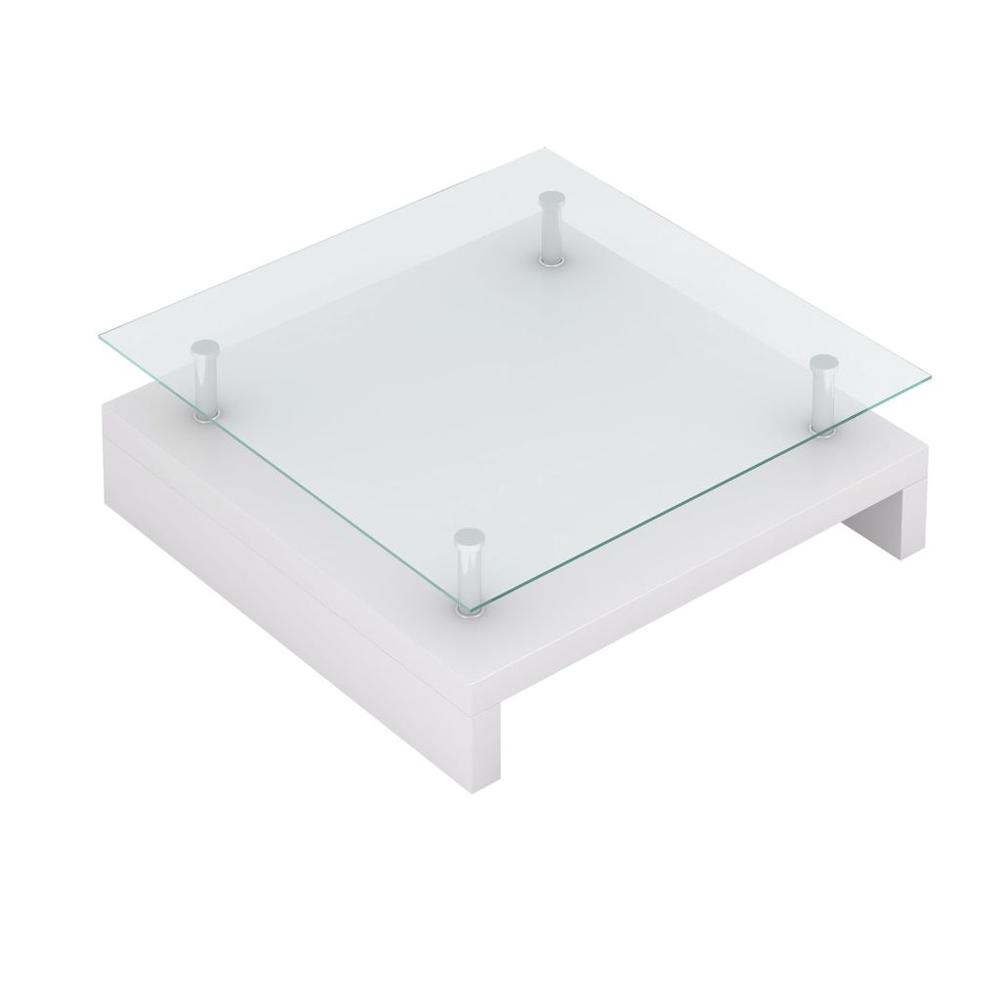 vidaXL Coffee Table with Glass Top White, 60697. Picture 2