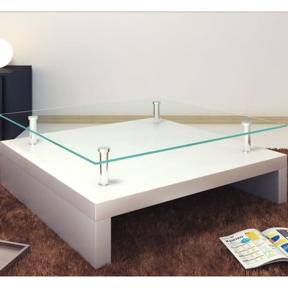 vidaXL Coffee Table with Glass Top White, 60697. Picture 5