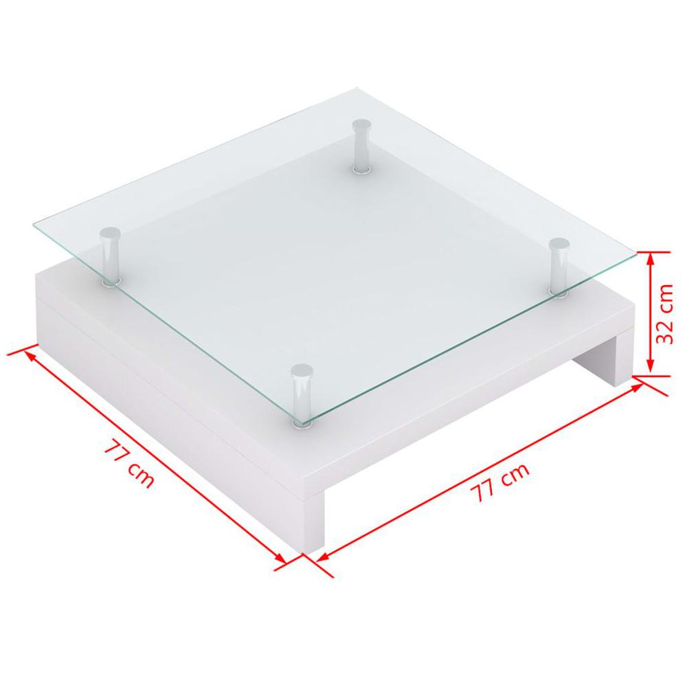 vidaXL Coffee Table with Glass Top White, 60697. Picture 6