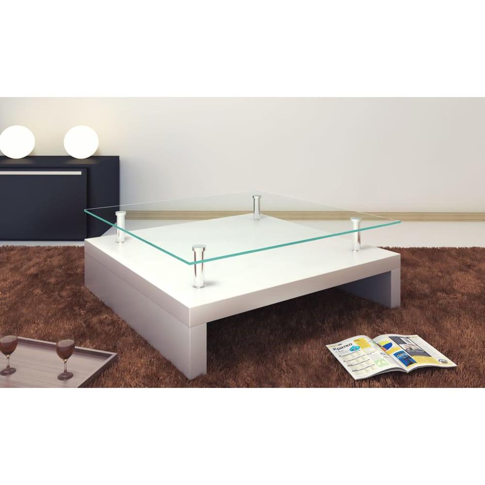 vidaXL Coffee Table with Glass Top White, 60697. Picture 1