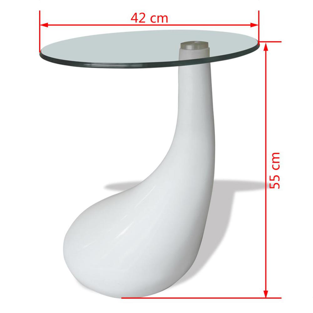 vidaXL Coffee Table with Round Glass Top High Gloss White, 240320. Picture 6