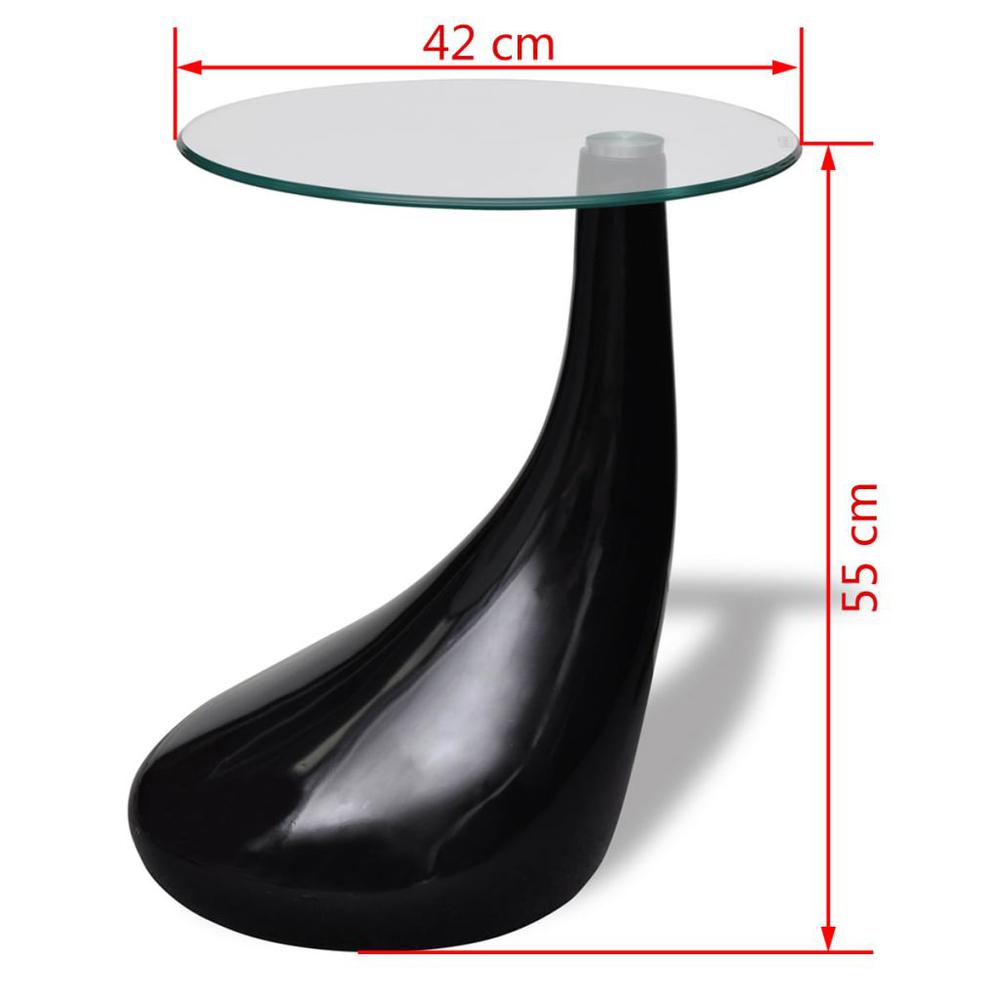 vidaXL Coffee Table with Round Glass Top High Gloss Black, 240321. Picture 7