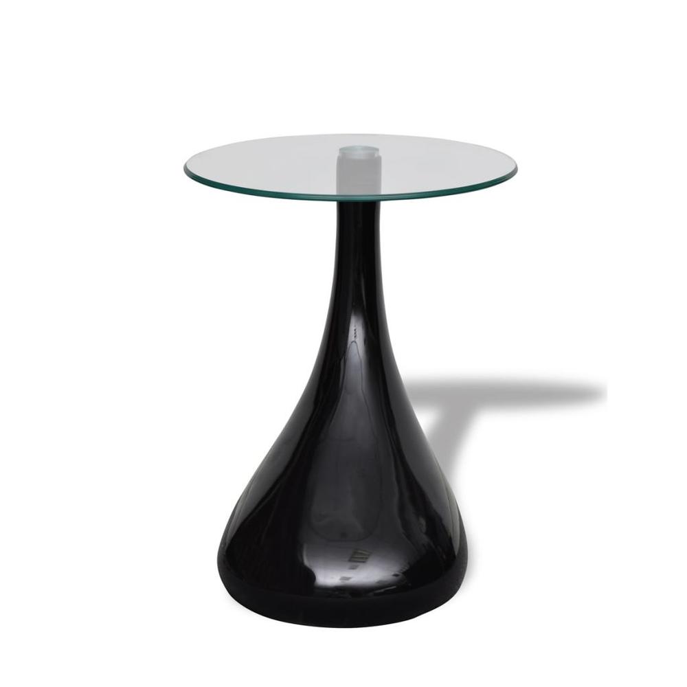 vidaXL Coffee Tables 2 pcs with Round Glass Top High Gloss Black, 240323. Picture 3