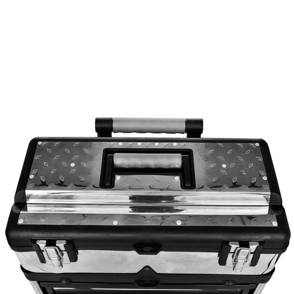 vidaXL 3-Part Rolling Tool Box with 2 Wheels, 140301. Picture 2